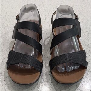 Rockport Black and Brown Slingback Strappy Sandals